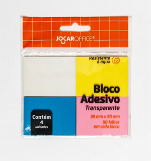 Bloco Adesivo Transparente 4 Cores 38Mmx50mm 50F Cada      Escolha a cor após a compra