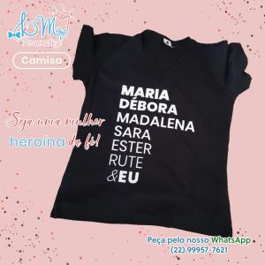 Camiseta Personalizada Preta Algodão - Baby Look      