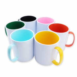 Caneca de Polímero com alça e interior colorido      