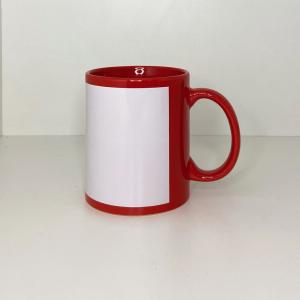 Caneca  Vermelha com Tarja Branca Porcelana 96x150mm  Sublimação  