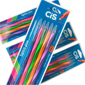 Caneta Esferográfica Ponta Agulha Cis Spiro Glow 0.7mm com 5      Escolha a cor após a compra