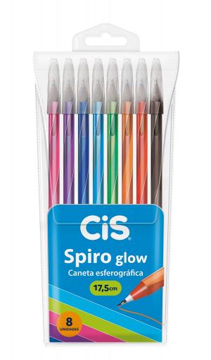 Caneta  SPIRO GLOW Multicor Estojo com 8 unidades      Escolha a cor após a compra