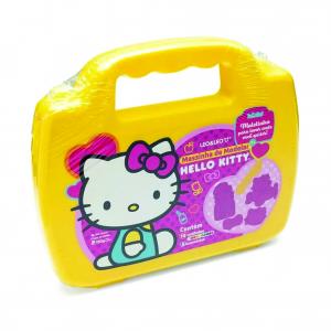 EU PRIMEIRO KIT DE PINTURA HELLO KITTYMASSINHA DE MODELAR MALETA HELLO KITTY - KIT C/ 150G 10 CORES + 5 MOLDES - LEO&LEO      