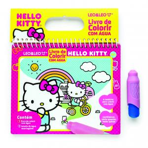 LIVRO DE COLORIR COM ÁGUA HELLO KITTY - OPPBAG C/ 1 UND 4 PÁGINAS + PINCEL - LEO&LEO      